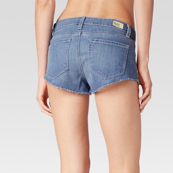 Paige Echo Park Mosaic Tile Micro Denim Shorts Size 24 - Picture 2 of 9